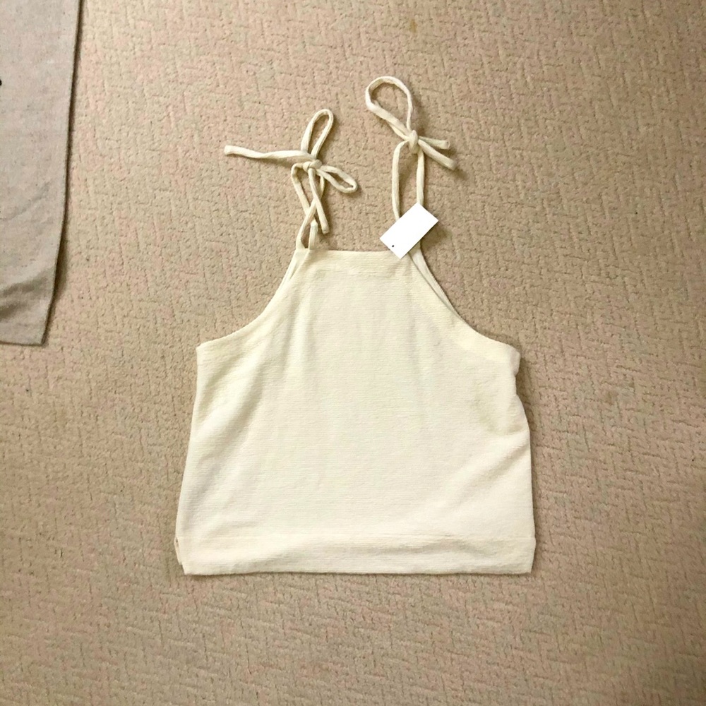 White/cream textured Madewell Tie Tank Top